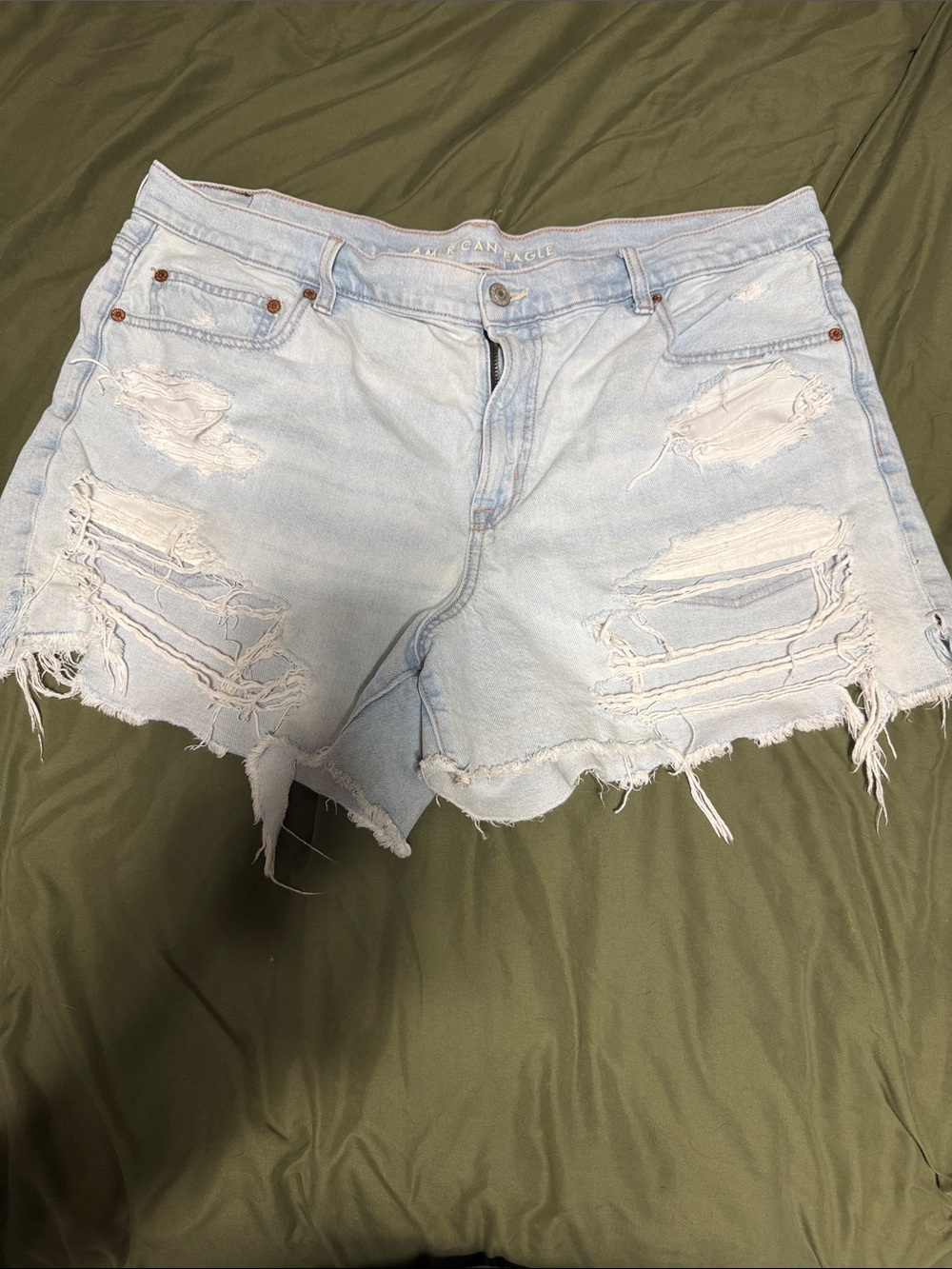 American Eagle Outfitters Light Wash Distressed Denim Cutoff Shorts